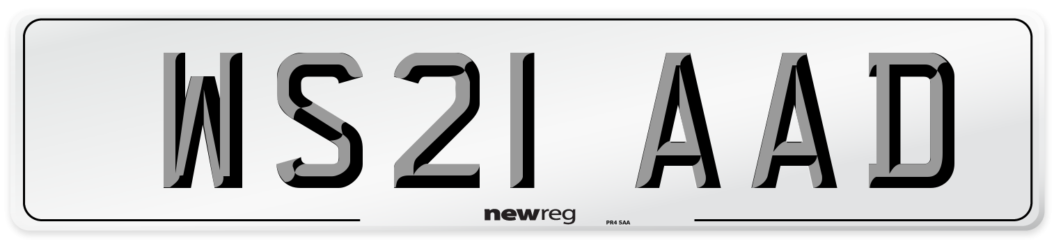 WS21 AAD Number Plate from New Reg